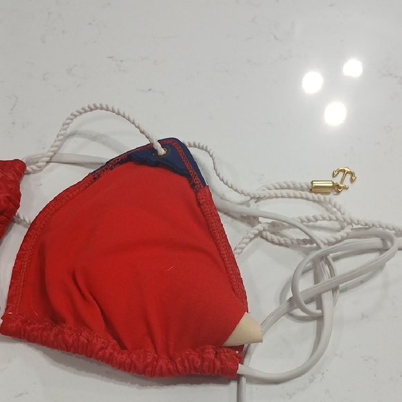 Sperry Red and Blue Bikini with Rope Accents Sz Medium Gentle Used Top Has Pads - Picture 4 of 4